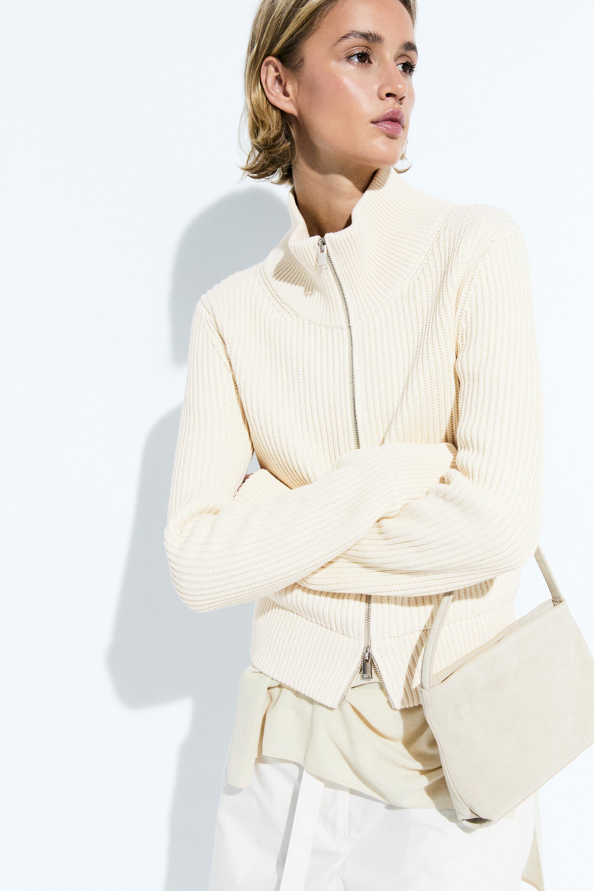 Cardigan en maille à côtes perlées 100 % coton
